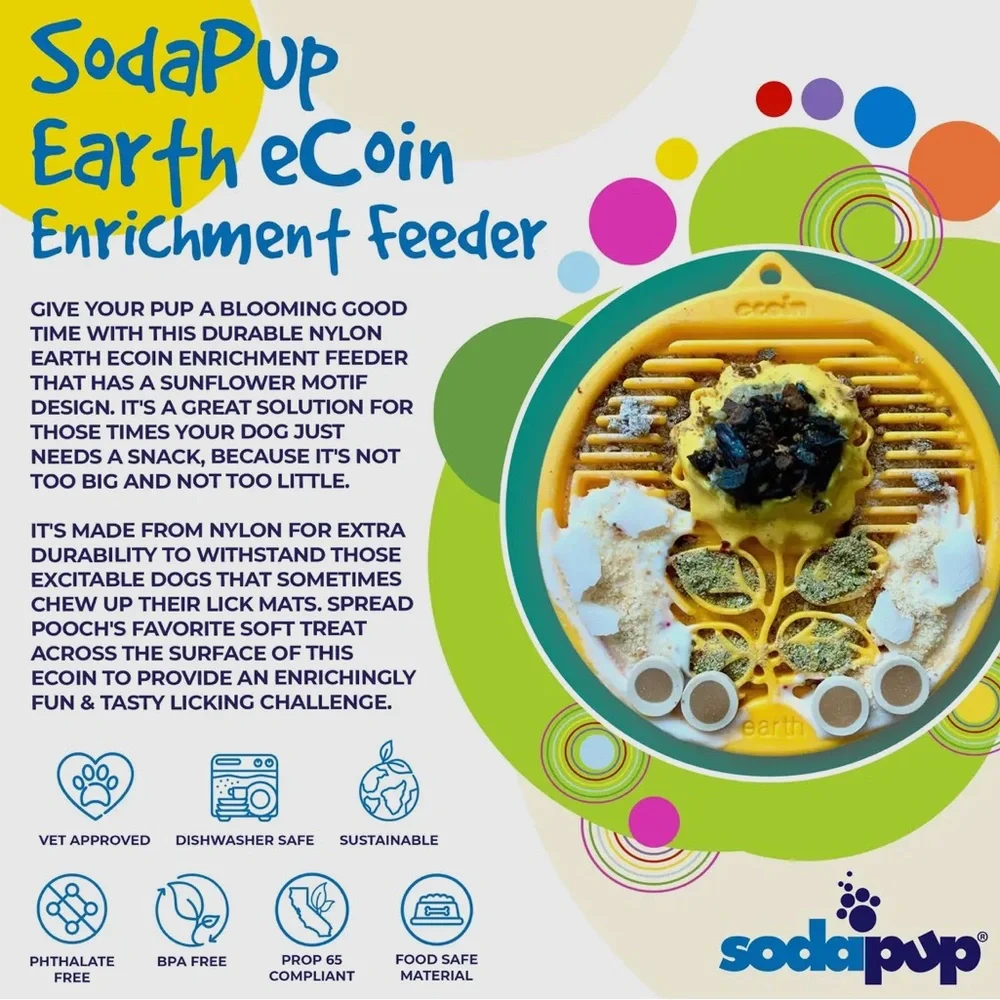 SodaPup Sunflower Ecoin Nylon Lick Mat – Durable Slow Feeder for Super Chewers